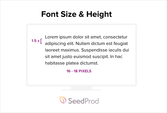 font-size-height - SeedProd Optimal font size and height for typography in web design